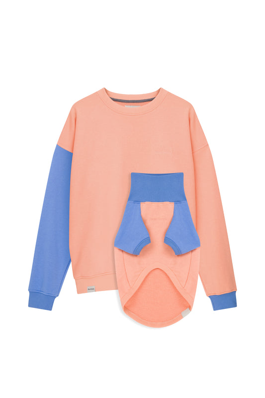 Kombin Sweatshirt - Şeftali/Mavi