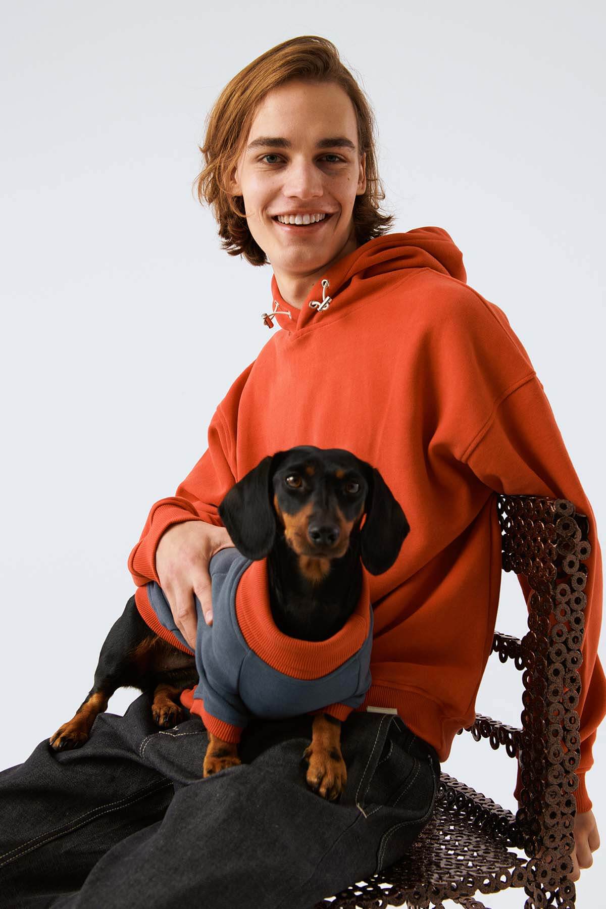 Köpek Sweatshirt - Ufuk Mavisi/Açık Kırmızı - Bruno Society