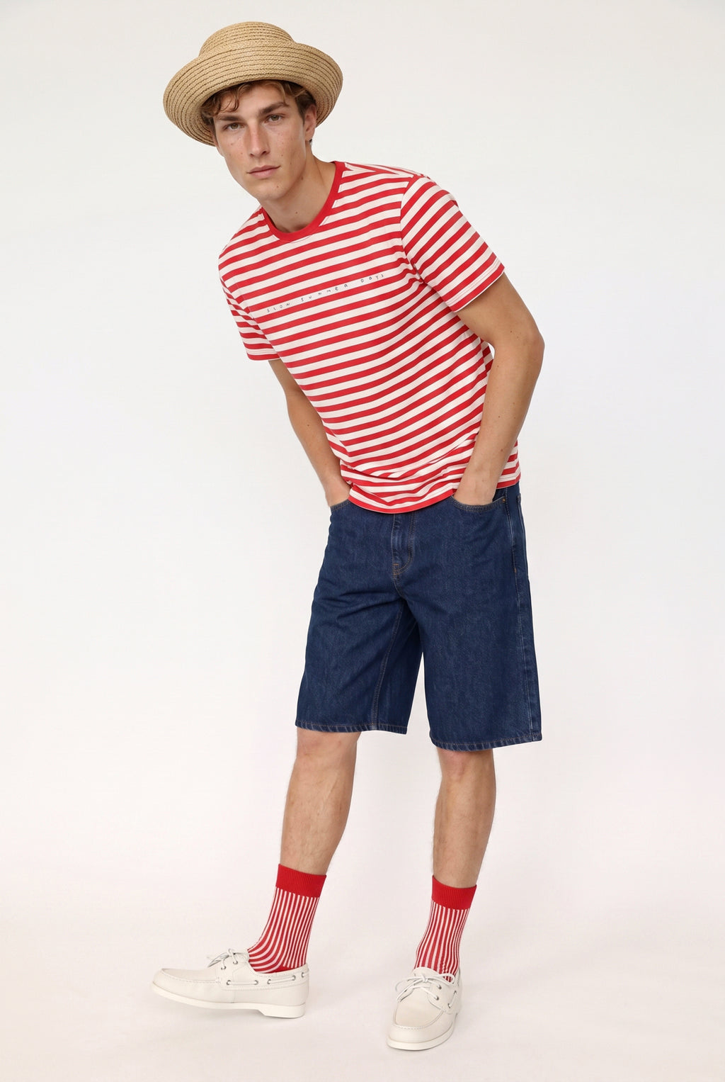 Slow Summer Sands - Çizgili Jersey Tişört - Unisex