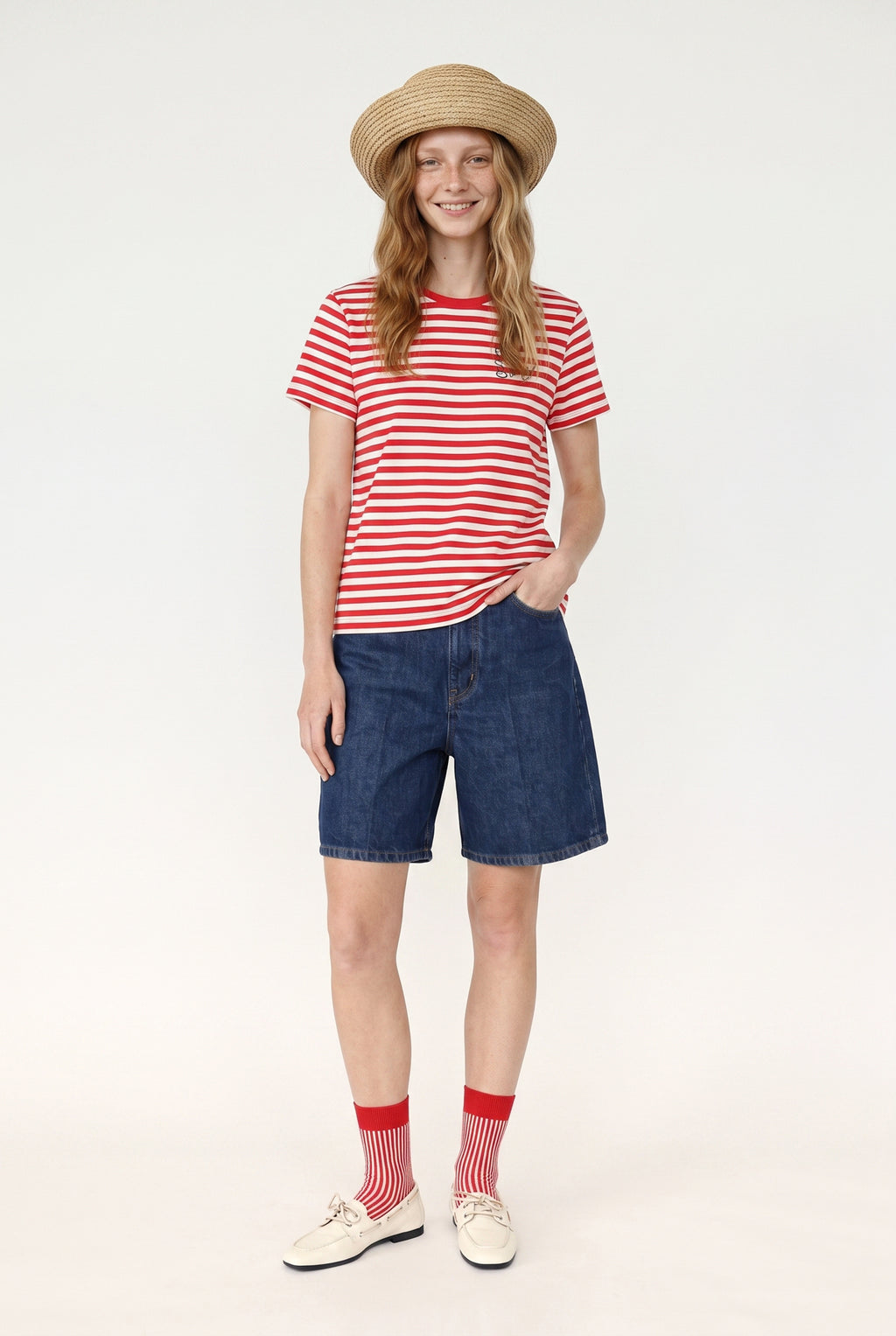 A Bunch of Sun - Çizgili Jersey Tişört - Unisex