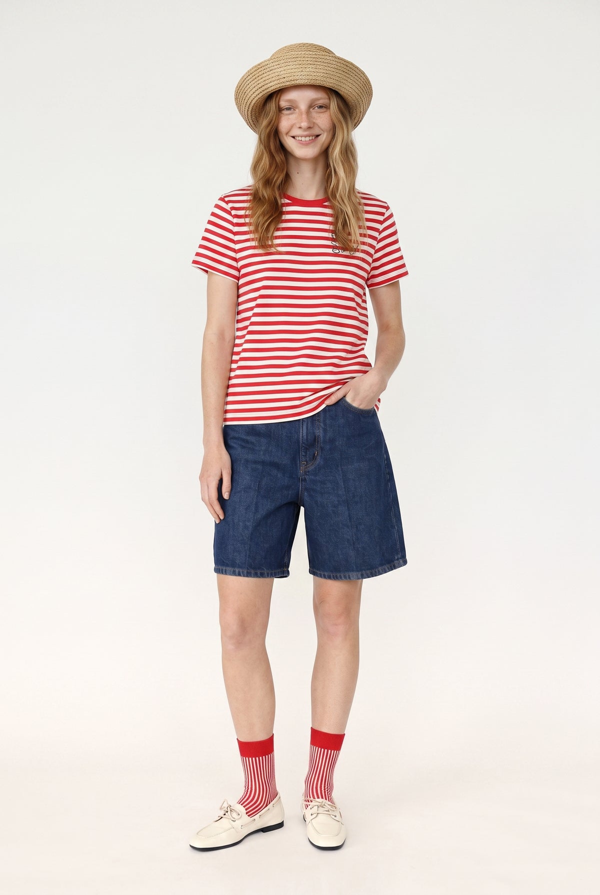 A Bunch of Sun - Çizgili Jersey Tişört - Unisex