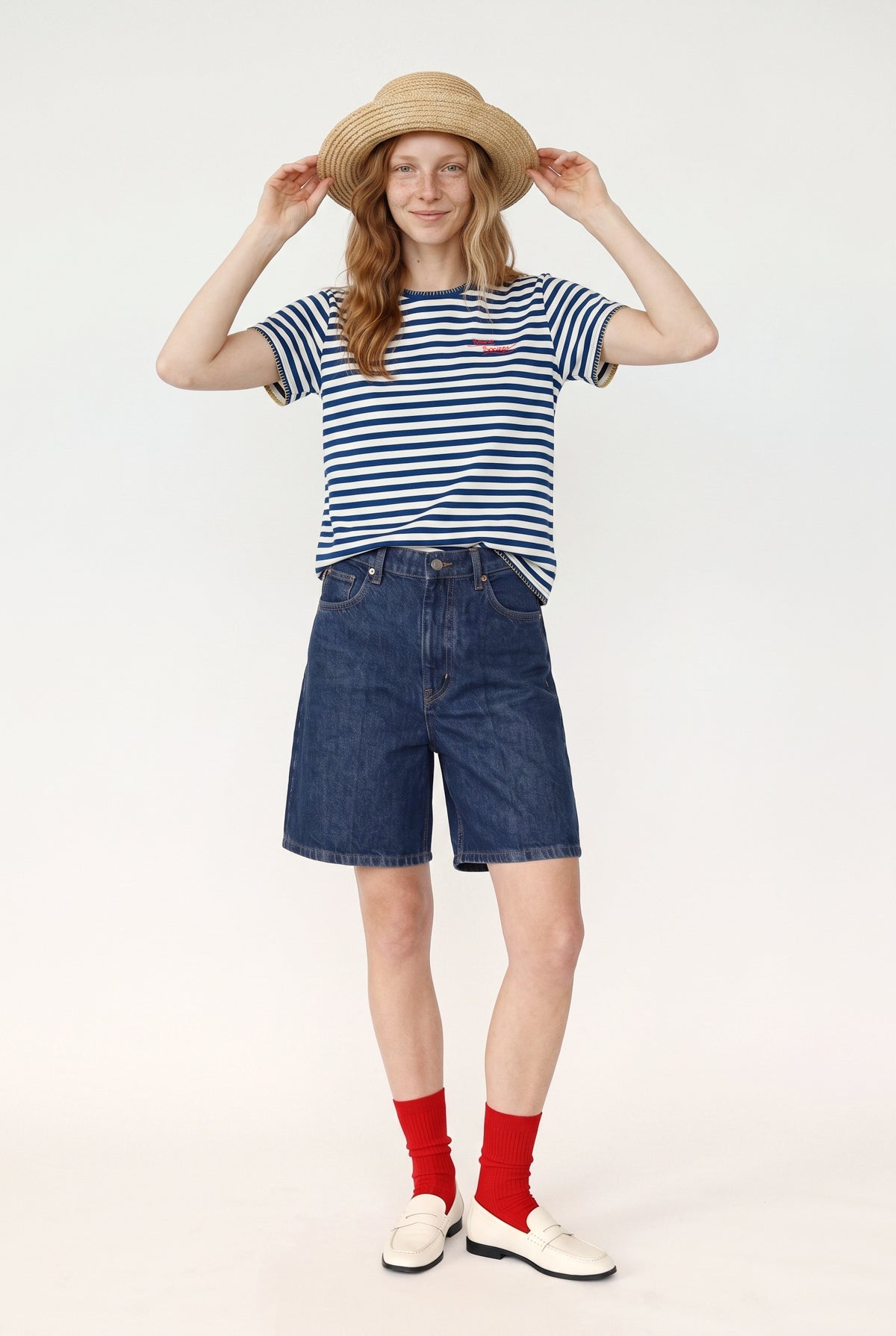 Sea Side - Çizgili Jersey Tişört - Unisex
