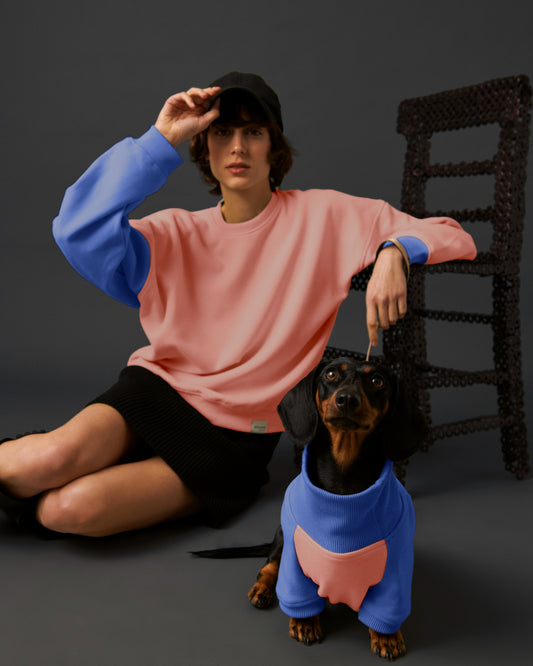 Kombin Sweatshirt - Şeftali/Mavi