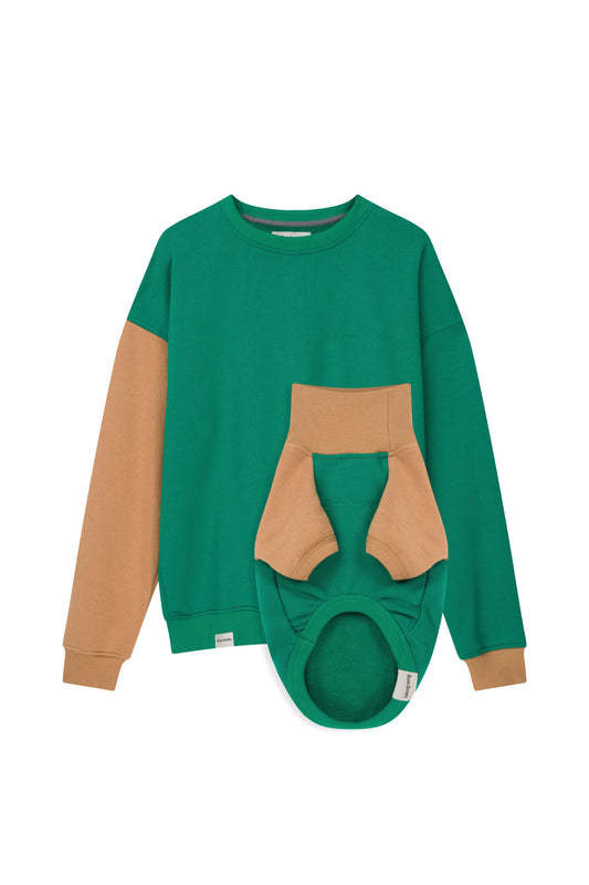 Kombin Sweatshirt - Yeşil/Bej