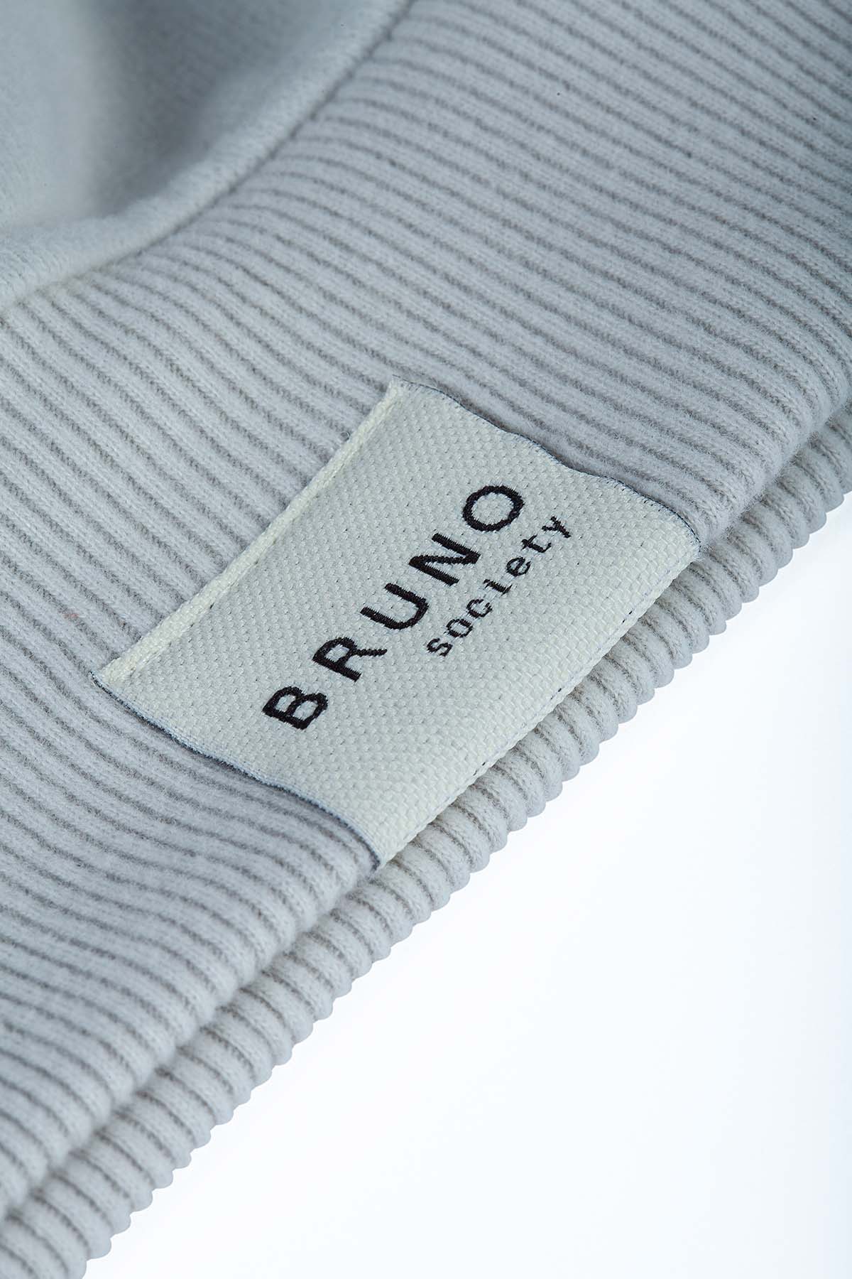 Unisex Oversize Sweatshirt - Taş Grisi/Soluk Sarı - Bruno Society