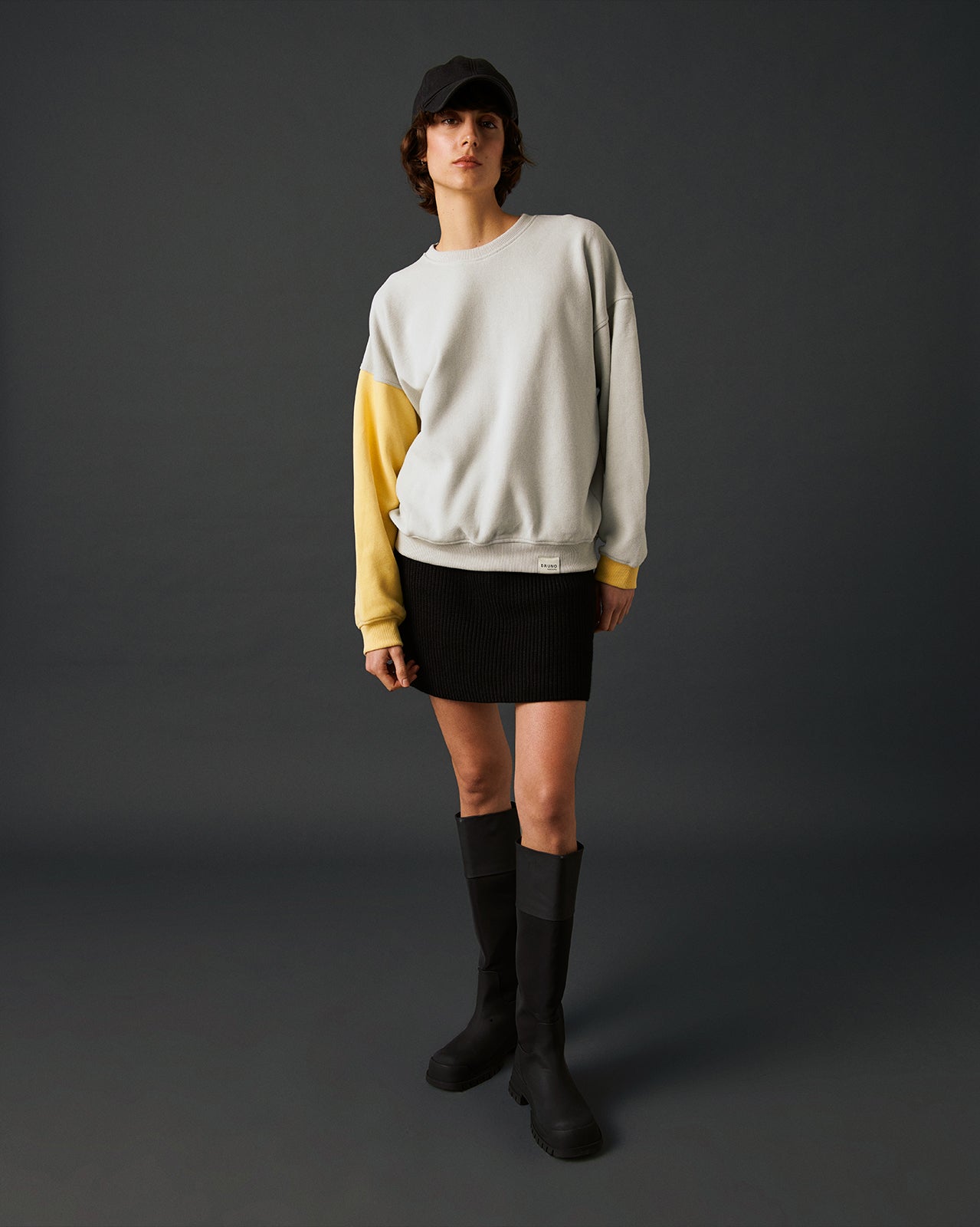 Oversize Sweatshirt - Pale Yellow/Stone Grey