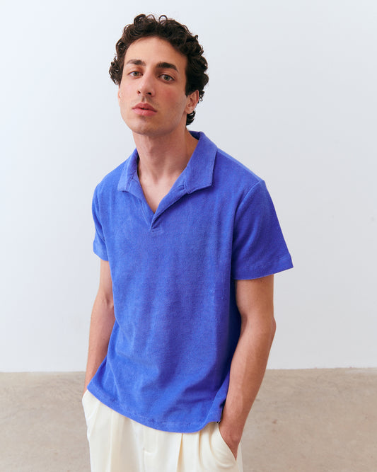 Unisex Havlu Polo T-shirt - Mor