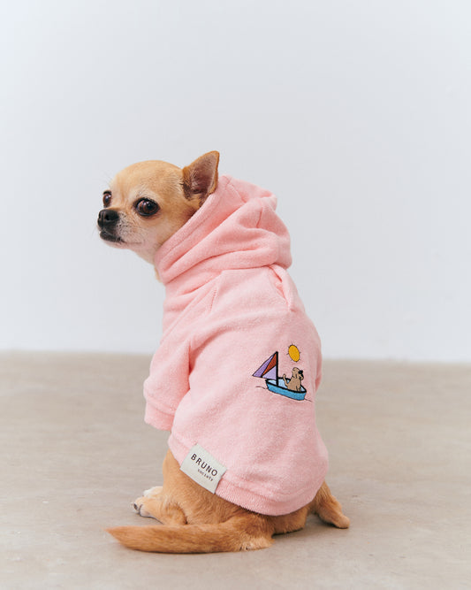 Köpek Havlu Hoodie - Pembe