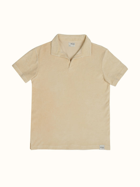 Unisex Havlu Polo T-shirt - Bej