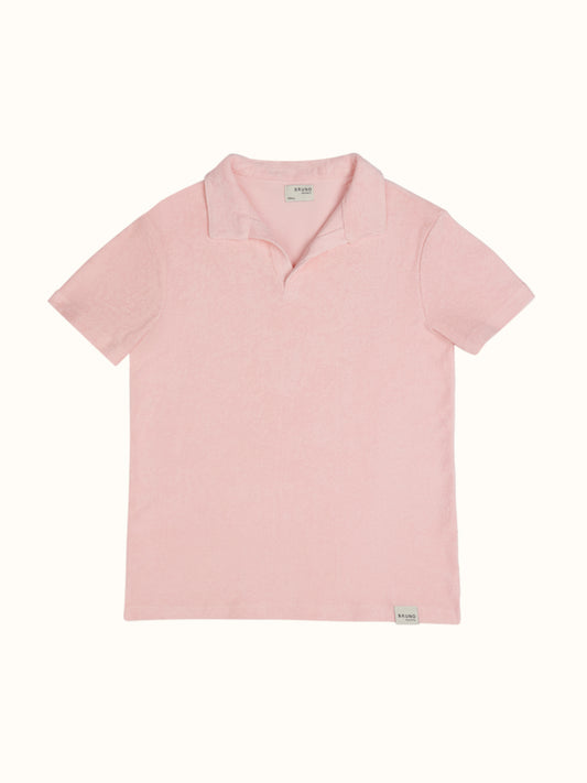 Unisex Havlu Polo T-shirt - Pembe